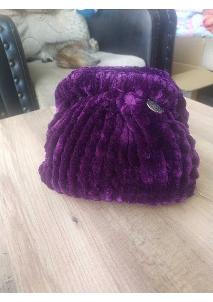 Gizli Burslu Kadife Mor Çanta Handmade