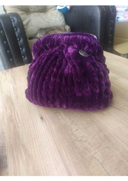 Gizli Burslu Kadife Mor Çanta Handmade