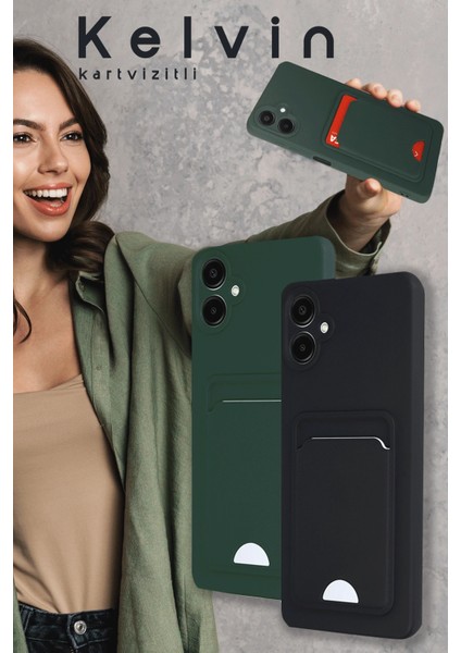 Samsung Galaxy A06 Kılıf Kelvin Kartvizitli Silikon - Mavi Glstd