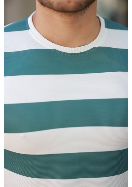 Erkek Çift Renk Pamuklu Örme Kumaş Kısa Kollu T-Shirt