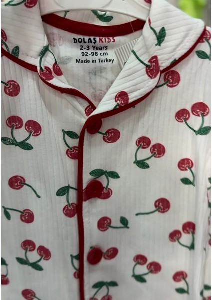 Kiraz Baskılı Kısa Kollu Düğmeli Pijama Takımı Kız Çocuk fırsatları