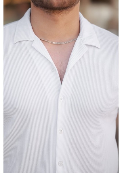 Erkek Ottoman Kumaş Apaj Yaka Kısa Kollu Gömlek modelleri