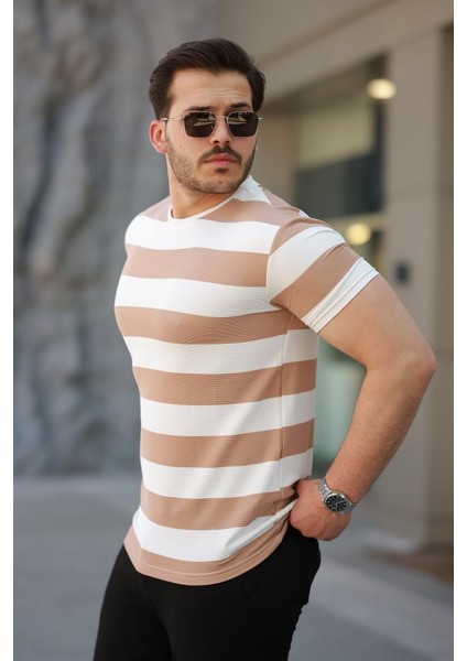 Erkek Çift Renk Pamuklu Örme Kumaş Kısa Kollu T-Shirt