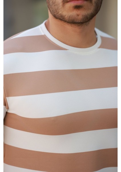 Erkek Çift Renk Pamuklu Örme Kumaş Kısa Kollu T-Shirt