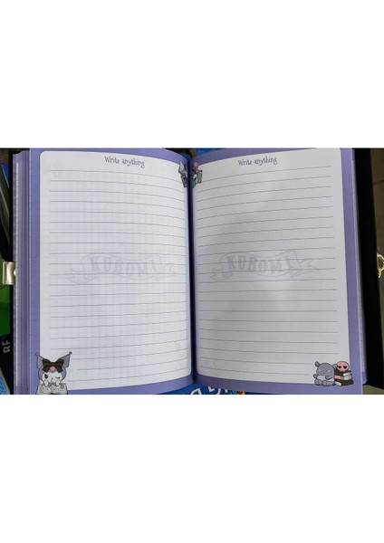 Kuromi Sert Kapak Kilitli Günlük Çok Amaçlı Defter ( 22CM * 15 cm )AD4873