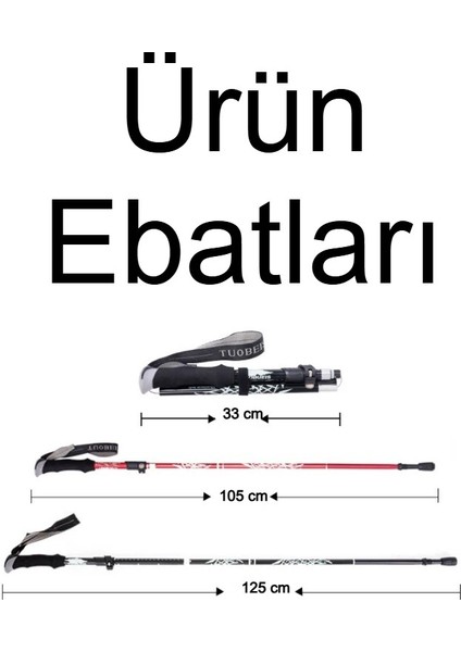 Ayarlanabilir Katlanabilir Trekking Baton 105- 125CM Dayanıklı Hafif