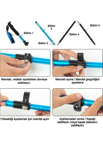 Ayarlanabilir Katlanabilir Trekking Baton 105- 125CM Dayanıklı Hafif