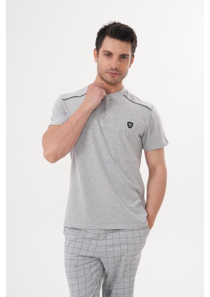 Mecit 2981 Gri Büyük Beden Kısa Kollu Erkek Pijama Takımı modelleri