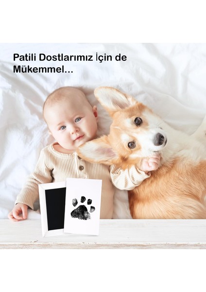 Bebek El Ayak Izi Seti, Temassız Mürekkep Baskı Kiti, Kedi Köpek Pati Için De Hediye (1 Siyah)