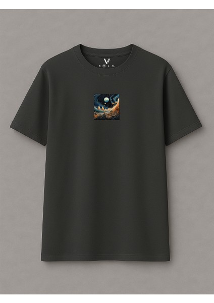 Unisex Moonwave Baskılı Oversize T-Shirt