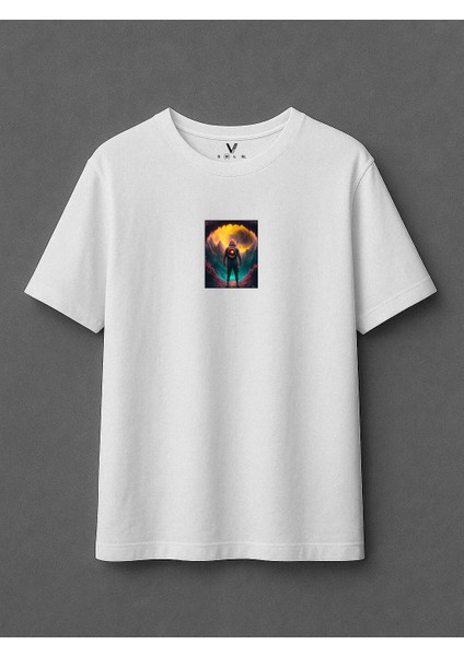 Unisex Mountain Man Baskılı Oversize T-Shirt