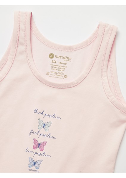Kız Çocuk Organik Pamuklu Likralı Atlet Butterfly 2'li Paket