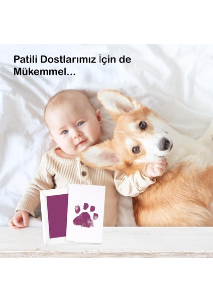 Bebek El Ayak Izi Seti, Temassız Mürekkep Baskı Kiti, Kedi Köpek Pati Için De Hediye (1 Mor) fırsatları