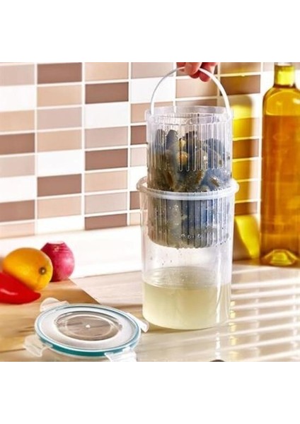Buffer® Zeytin Turşu Sebze Yıkama Kutusu Klipsli Kapaklı Saklama Kabı