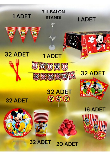 32 Kişilik Mickey Mouse Temalı 2xl Paket - Doğum Günü Parti ve Eğlenceli Etkinlikler fiyatları