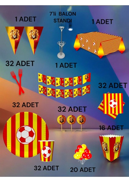 32 Kişilik Kırmızı Sarı Taraftar 2xl Paket - Doğum Günü Parti ve Eğlenceli Etkinlikler fiyatları
