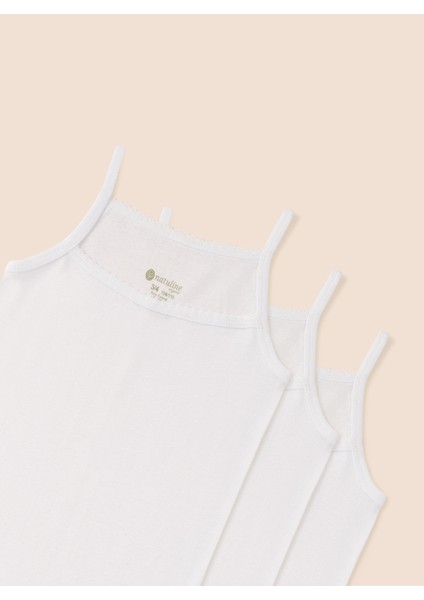 Kız Çocuk Organik Pamuklu Ribana Ip Askılı Atlet 3'lü Paket