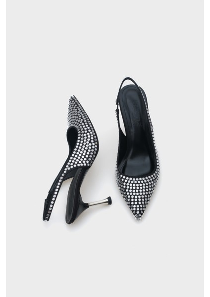 Reta Orta Topuklu Komple Taşlı Metal Topuklu Kadın Şık Ayakkabı