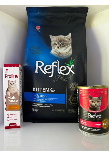 Plus Yavru Kedi 1.5 kg Kuru Mama ve Yaş Mama Malt Seti
