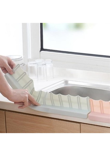 Buffer® Vantuzlu Kauçuk Sıvı Su Sızdırmaz Mutfak Banyo Duş Bariyeri Lavabo Kenar Tutucu Set