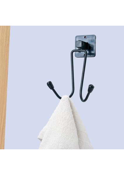 Buffer® Kendiliğinden Yapışkanlı Siyah Paslanmaz Metal Bornoz ve Havlu Askılığı