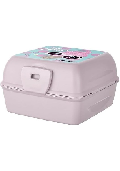 Menashop Öğrenci Beslenme Kabı/eğlenceli Beslenme Kutusu/sağlıklı Yemek Kabı/saklama Kabı - Çatal Kaşık Takımlı - Gıda Ile Temasa Uygun (Pembe - Kız Çocuk Baskılı)