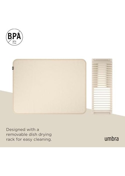 Menashop Udry Bulaşıklık ve Mikrofiber Bulaşık Kurutma Matı - Katlanabilir, Yer Tasarruflu ve Kolay Saklanabilir, 60 x 45 Cm, Koyu Gri, Açık Bej, Büyük modelleri
