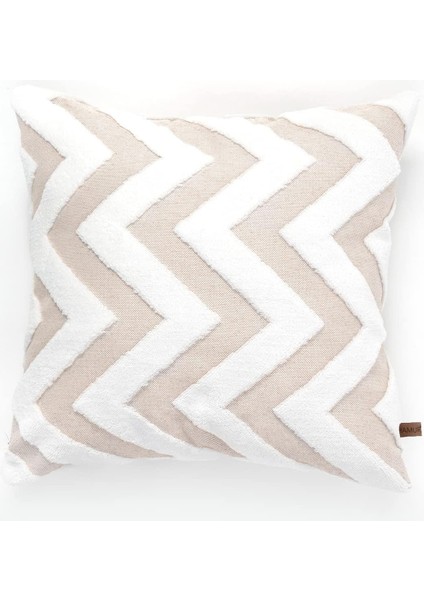 Menashop Jakarlı Kırlent 43X43 cm Line Bej