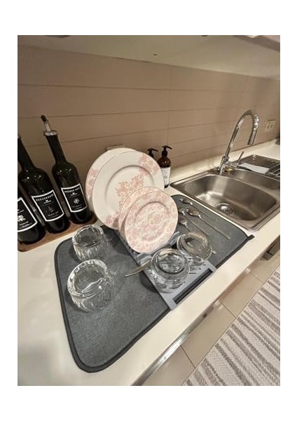 Menashop Mutfak Tezgah Mikrofiber Su Emici Bulaşıklık Matlı Bulaşık Dizme ve Kurutma Matı modelleri