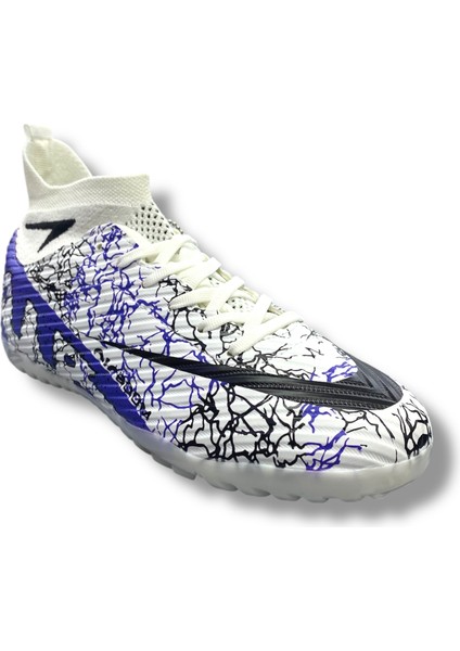 Yeni Model Çoraplı Halısaha Ayakkabı Beyaz Mor Desenli