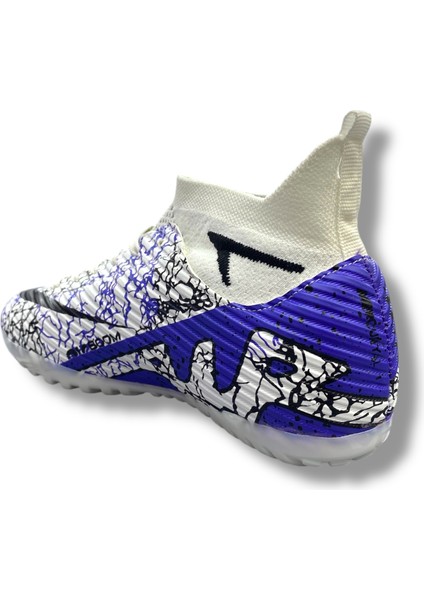 Yeni Model Çoraplı Halısaha Ayakkabı Beyaz Mor Desenli modelleri