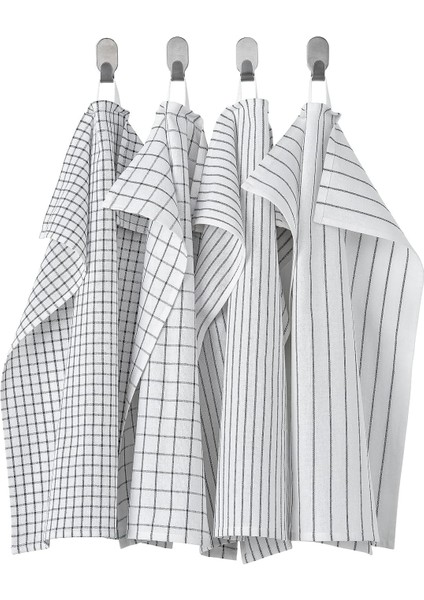 Menashop Rınnıg Çay Havlu, Beyaz/koyu Gri/desenli, 18X24 (45X60 Cm)