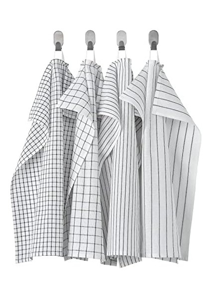 Menashop Rınnıg Çay Havlu, Beyaz/koyu Gri/desenli, 18X24 (45X60 Cm) modelleri