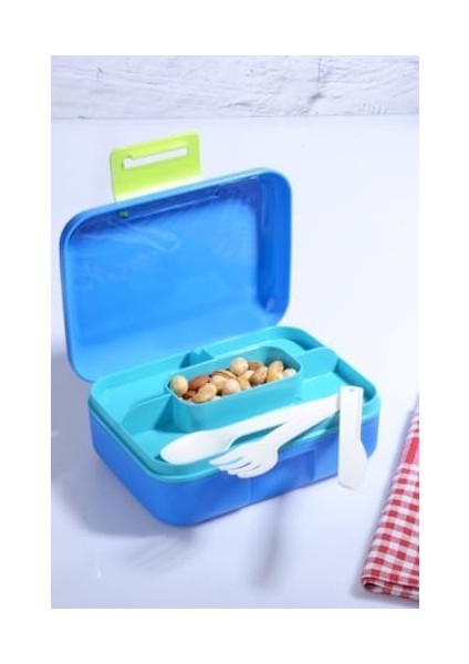 Menashop Diyarı Kendinden Kaşık ve Çatallı 5 Bölmeli 2 Katlı Beslenme Kutusu (Mavi) fiyatları