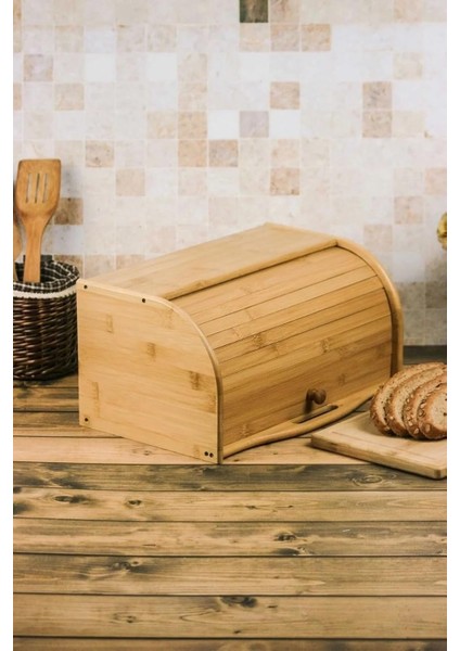 Menashop Bambu Lüks Panjur Kapaklı Büyük Ekmek Dolabı, Bambu Ekmek Kutusu Ekmek Dolabı, Ekmek Sepeti Sandığı, Ekmeklik, Çok Amaçlı Bambu Kutu