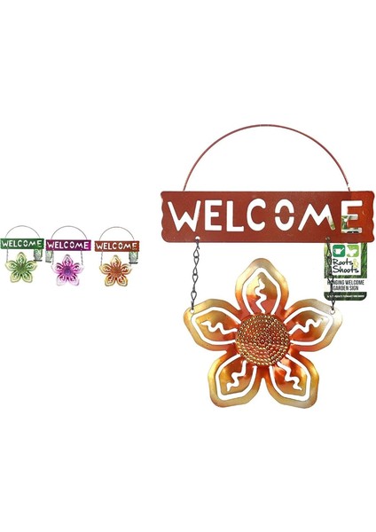Menashop Metrashop Balkon ve Bahçe Hoşgeldiniz Tabelası Altın Çiçek