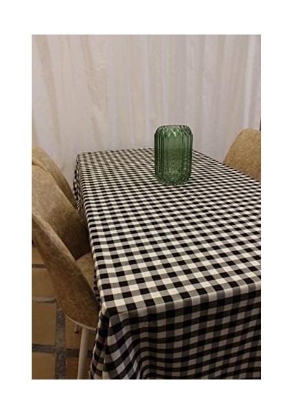 Menashop Beyaz Renk Kare Desenli Full Akrilik Dertsiz Dokuma Masa Örtüsü 150X220 cm modelleri