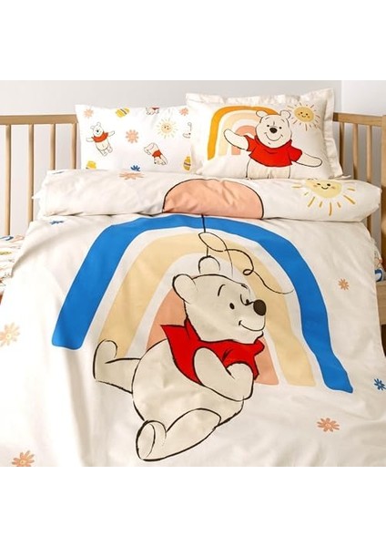 Menashop Winnie The Pooh Balloon Karakter BASKILI%100 Pamuk Nevresim Takımı, Çok Renkli, Bebek (Nevresim: 100X150 Cm/çarşaf: 120X180 cm / 2 Adet Yastık Kılıfı: 35X45 Cm) fiyatları