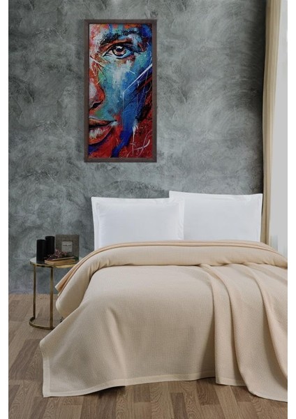 Menashop Klimalı PIKE,%100 Pamuk Petekli Pike, Dörtmevsim Pike Çift Kişilik 220X240 Krem