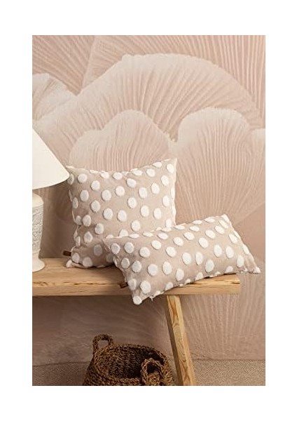 Menashop Jakarlı Kırlent 43X43 cm Point Bej fiyatları