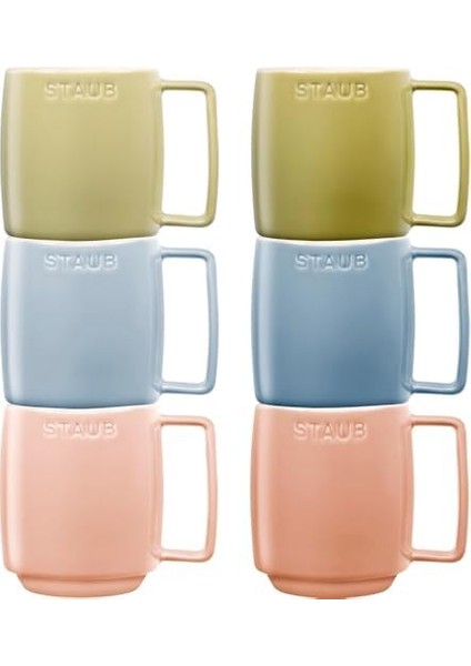 Menashop Seramik Kupa Seti, 350 Ml, Makaron Renkli, 6 Parça, Mikrodalga ve Bulaşık Makinesi Uyumlu fiyatları