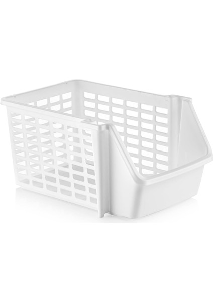 Menashop 5 Adet Çok Amaçlı Katlı Geçmeli Organizer, Pratik Dolap Içi Lavabo Altı Evye-Tezgah Üstü Buzdolabı Mutfak Banyo Çamaşır Makinesi Ev Düzenleyici Plastik Sepet (5 Adet - Beyaz)