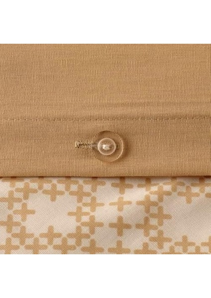 Menashop Metrashop Maıson Lilith Geometrik DESENLI%100 Pamuk Ranforce Nevresim Seti, Bej, Tek Kişilik (Nevresim: 160X220 cm / 1 Adet Yastık Kılıfı: 50X70 Cm)
