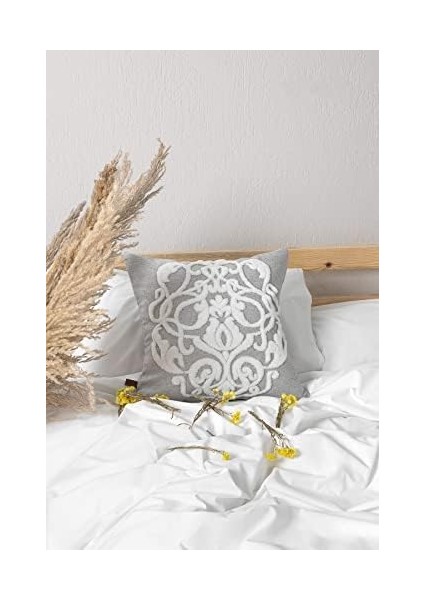 Menashop Jakarlı Kırlent 43X43 cm Damask Gri fiyatları