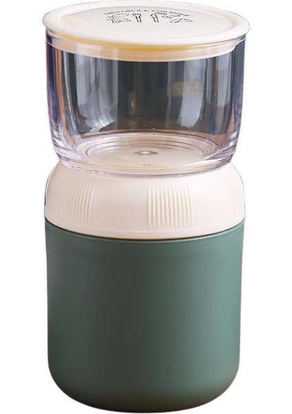 Menashop 800ML Lunchbox Mini Boy Iki Katlı Paslanmaz Çelik Sefer Tası Yemek Kutusu Kaşık Hediyeli (Yeşil)
