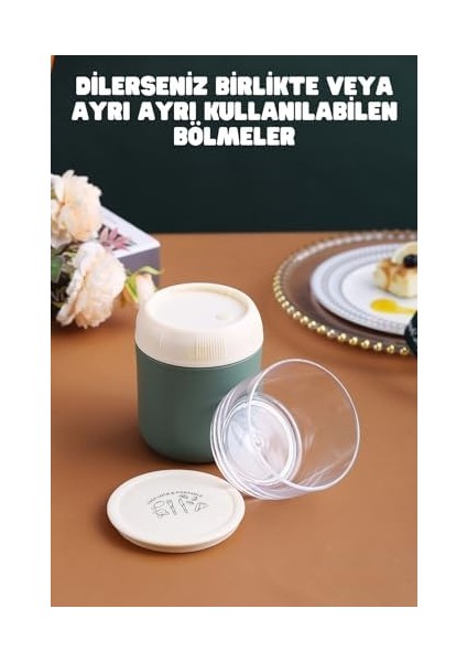 Menashop 800ML Lunchbox Mini Boy Iki Katlı Paslanmaz Çelik Sefer Tası Yemek Kutusu Kaşık Hediyeli (Yeşil) modelleri