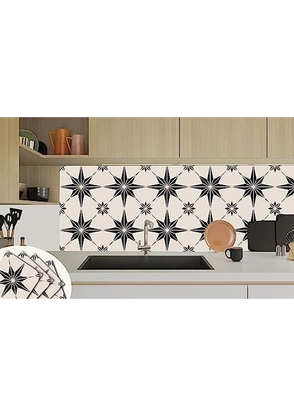 Menashop Kendinden Yapışkanlı Siyah Yıldız Desenli Pvc Karo 30X30 cm (56 Adet / 5 M²) modelleri