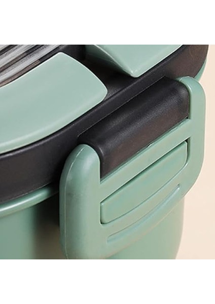 Menashop Metrashop 1200 ml 2 Katlı 6 Bölmeli Bpa'sız Pp Plastik Sefer Tası ve Beslenme Çantası - Hava Kilitli Bento Lunch Box, Çatal ve Kaşık Dahil (Yeşil)