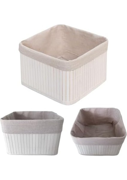 Menashop Bambu Çok Amaçlı Saklama Kutusu Düzenleyici Kare Organizer, Dekoratif Bambu Düzenleyici Beyaz (20X20X13CM) fiyatları
