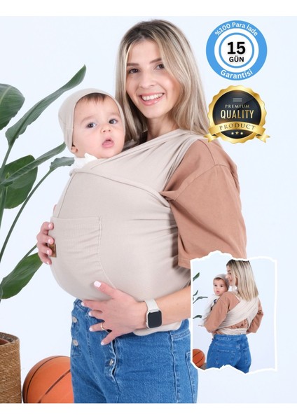 Premium Organik Pamuk Sırt Destekli Cepli Şapkalı Bebek Taşıyıcı Sling Bebek Taşıma Şalı Esnek Wrap